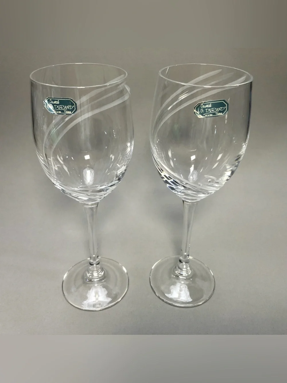 Cristal D’Arques - Durand Farandole Water Goblet, Swirl Design Set of 2